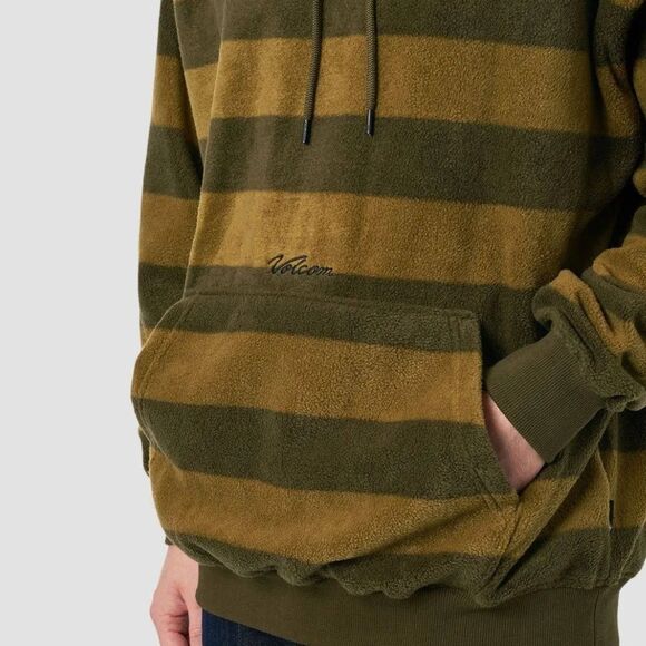 Volcom Large Volcom Throw Exeptions Pullover Hoodie - Fleece Green Striped - Picture 3 of 13